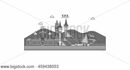 Russia, Ufa City Skyline Isolated Vector Illustration, Icons