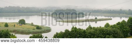 Serene Landscape In The Fog - The Shores Of Lake Otolovo In Belarus
