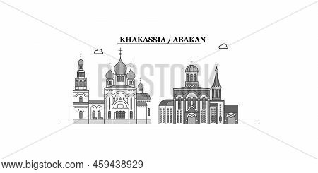 Russia, Abakan City Skyline Isolated Vector Illustration, Icons