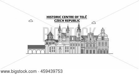 Czech Republic, Telc City Skyline Isolated Vector Illustration, Icons