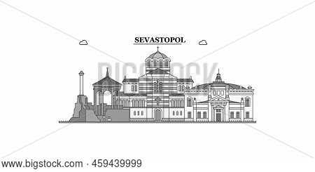 Russia, Sevastopol City Skyline Isolated Vector Illustration, Icons