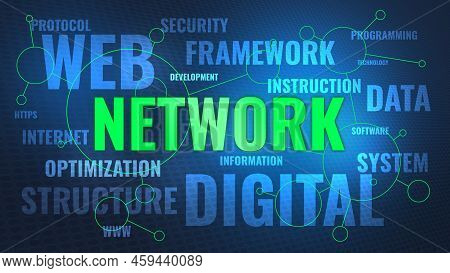 Abstract Blue Color Textured Concept With Large Prefix Title Network In The Center
