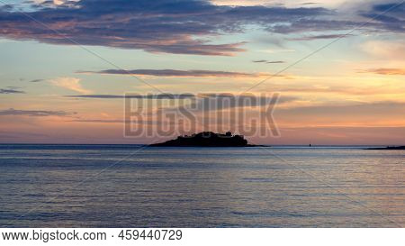 Silhoutte Of Island In The Adriatic Sea