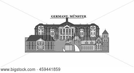 Germany, Munster City Skyline Isolated Vector Illustration, Icons