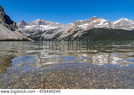 Bow Lake In Banff National Park Along The Icefields Parkway In Summer