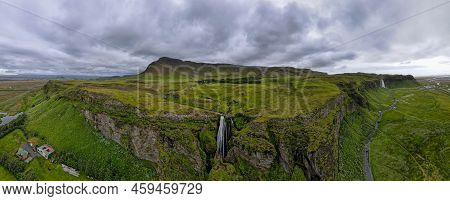 Drone View At Gljufrabui Waterfall In Iceland