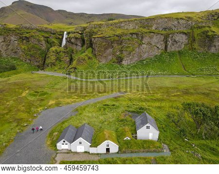 Drone View At Gljufrabui Waterfall In Iceland