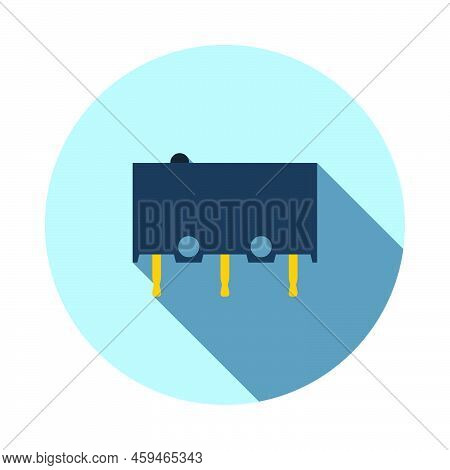 Micro Button Icon Icon. Flat Circle Stencil Design With Long Shadow. Vector Illustration.