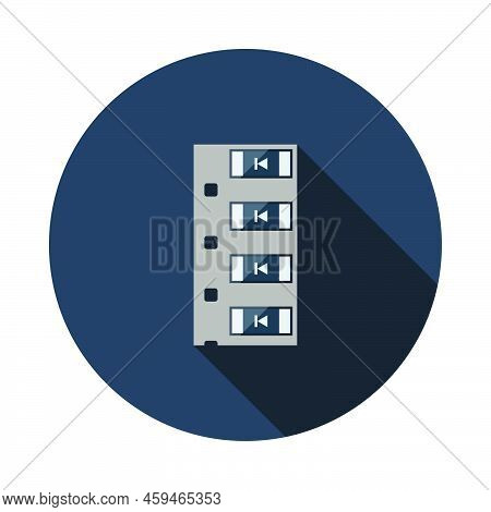Diode Smd Component Tape Icon. Flat Circle Stencil Design With Long Shadow. Vector Illustration.