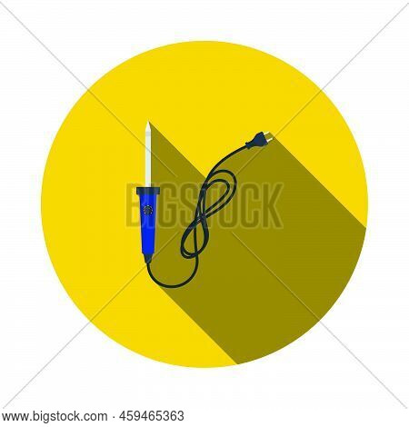 Soldering Iron Icon. Flat Circle Stencil Design With Long Shadow. Vector Illustration.