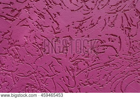 Texture Of Fuchsia Colored Worm Stucco Wall Finish