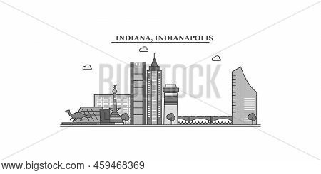 United States, Indianapolis City Skyline Isolated Vector Illustration, Icons