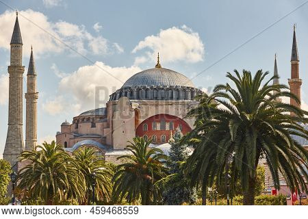 Santa Sofia Mosque. Historic Landmark Place In Istambul Cityscape. Turkey