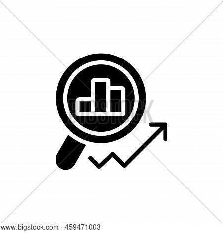Market Monitoring Black Glyph Icon. Revenue Growth. Stock Market. Financial Data Analysis. Income Gr