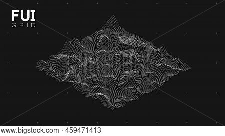 Fui Gui 3d Vector Landscape Scan Grid. Abstract Futuristic Background. Sci-fi Hi-tech Design