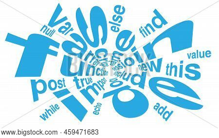 Programming Abstract Theme Word Cloud Code Script Phrases In White Color Background