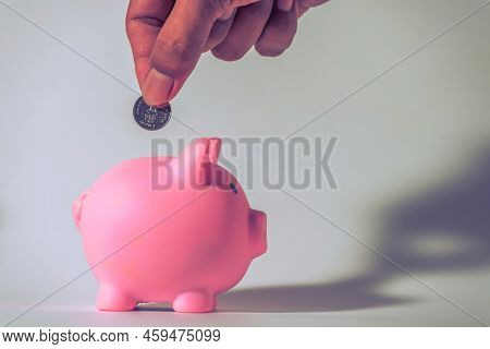 Save Money And Account Banking For Finance Concept, Piggy Bank With Coin On Blurred Background, Save