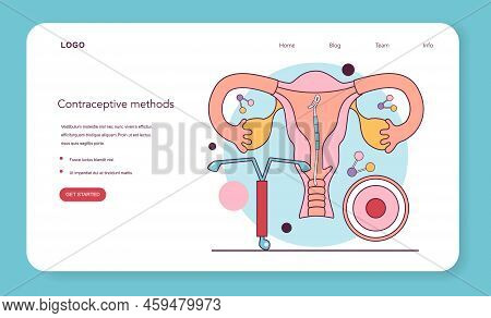 Female Contraception Web Banner Or Landing Page. Iud, Intrauterine Device