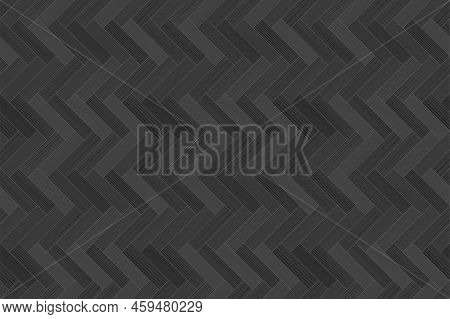 Gark Gray Wooden Parquet, Seamless Herringbone Pattern. Grayscale Hardwood Zigzag Laminate Floor. Wo