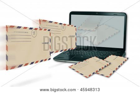 Computer modtager indgående post