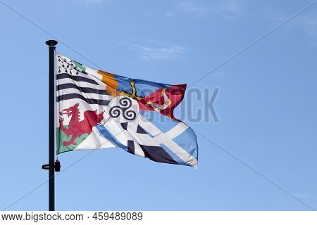 Interceltic Flag With In Its Center A Triskel Surrounded By The Banners Of The Celtic Countries And 