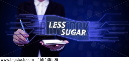 Inspiration Showing Sign Less Sugar. Business Idea Lower Volume Of Sweetness In Any Food Or Drink Th