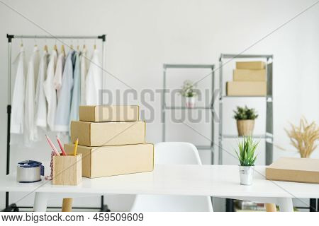 Online Clothing Store, Work At Home Concept. Work From Home.