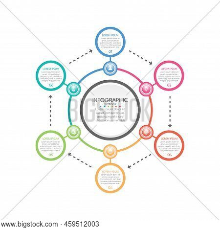 Circular Steps Infographics Business Template For Abstract Background Design