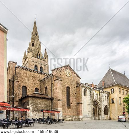 Grenoble, France - June 27,2022 - View At The Church Of Saint Andre In The Streets Of Grenoble. Gren