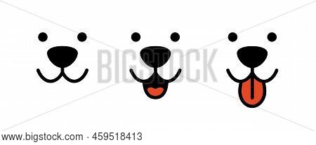Dog Face Icons With Tongue Hanging Out. Dog Cute Smile. Happy Cat Face With Open Mouth. Icons Set. V