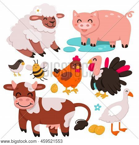 Cute Farm Animals Vector & Photo (Free Trial) | Bigstock