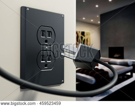 Usa Type Ac Power Plugs And Sockets Isolated On White Background. 3d Illustration.