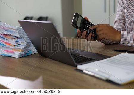 Business Man Work Documents Checking Document Paperwork Report For Analysis  Document Management Con
