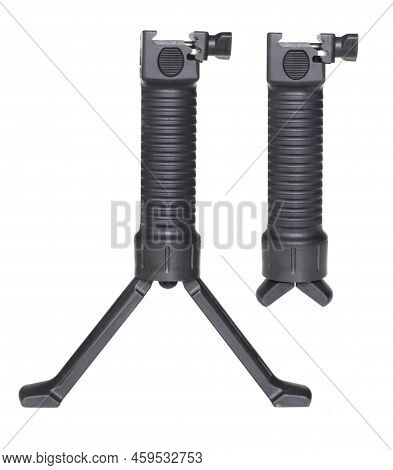 Side By Side Photos That Show How One Ar-15 Grip Can Also Be Deployed As A Bipod For Shooting