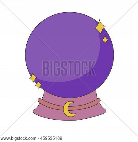 Witch magic ball for divination. Divination ball doodle illustration. Crystal ball. Witch ball icon