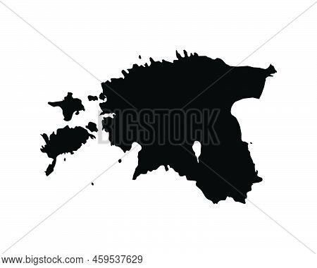 Estonia Map. Estonian Country Map. Black And White National Nation Outline Geography Border Boundary