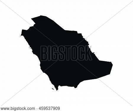 Saudi Arabia Map. Saudi Arabian Country Map. Black And White Saudi National Nation Geography Outline