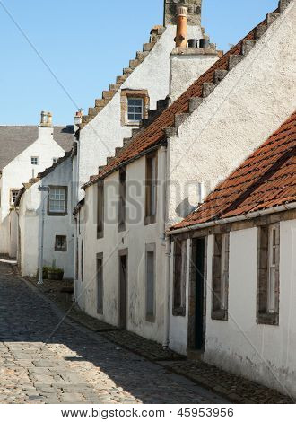 Régi utca Culross, Scotland, Egyesült Királyság