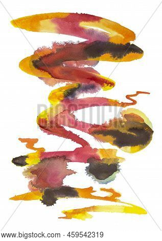 Abstract Lively Colorful Watercolor Formation In White Back