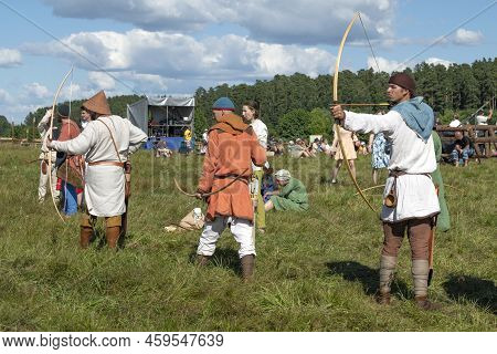 Tver Region, Russia - July 22, 2022: On The Archery Tournament. Historical Festival Of 