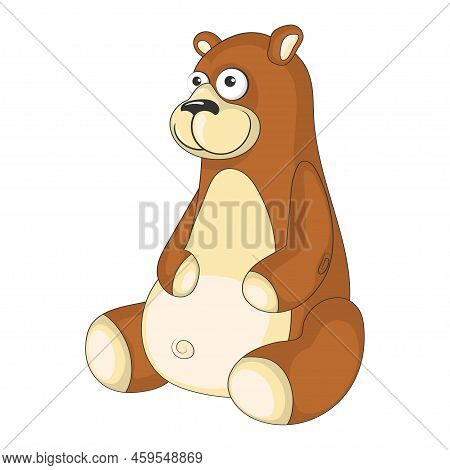 Bear. Cute Young Bear Isolated On White Background. Zoo Animal Cartoon Character. Education Card For