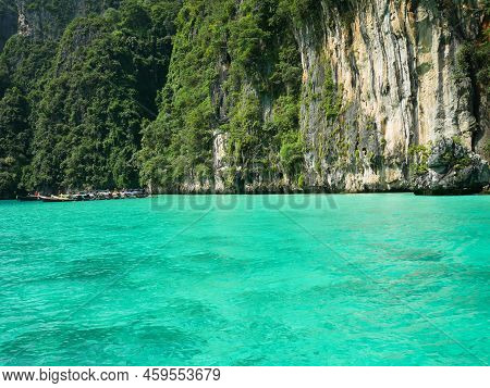 Long-tail Boats With Crystal Clear Water At Pileh Lagoon, Krabi, Thailand