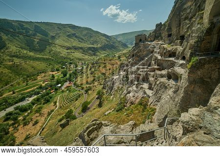 Vardzia Cave Monastery Site In Southern Georgia Excavated From The Slopes Of The Erusheti Mountain O