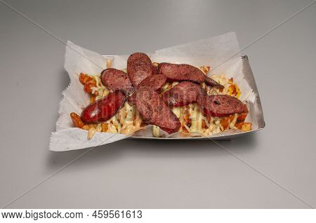 Traditional Mexican Salchipapa Hot Dog And French Fries