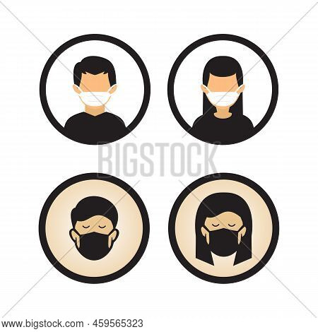Icon Template Of People Using Mask To Protect Theirselves From Virus