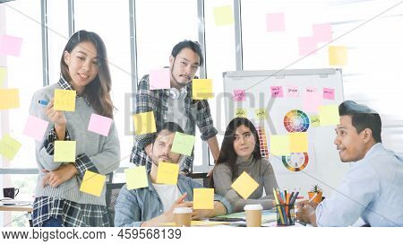 Diversity Multi Ethnic Group Brainstorming Teams With Business Partner Meeting And Share Ideas In Co