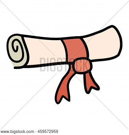Rolled Parchment Paper Certificateicon Symbol Sign, Hand Drawing Doodle