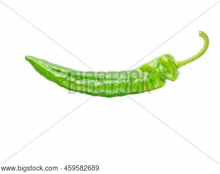 Green Long Italian Frying Pepper Isolated Png. Cuban Cubanelle Pepper Pod.