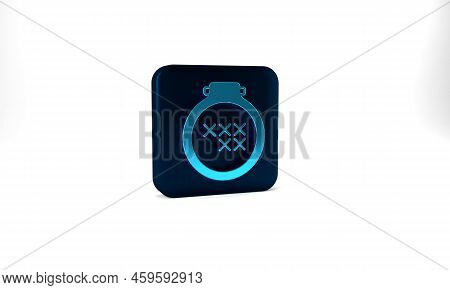 Blue Round Adjustable Embroidery Hoop Icon Isolated On Grey Background. Thread And Needle For Embroi
