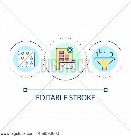 Spreadsheet Course Loop Concept Icon. Learning To Organize And Analyze Data Abstract Idea Thin Line 